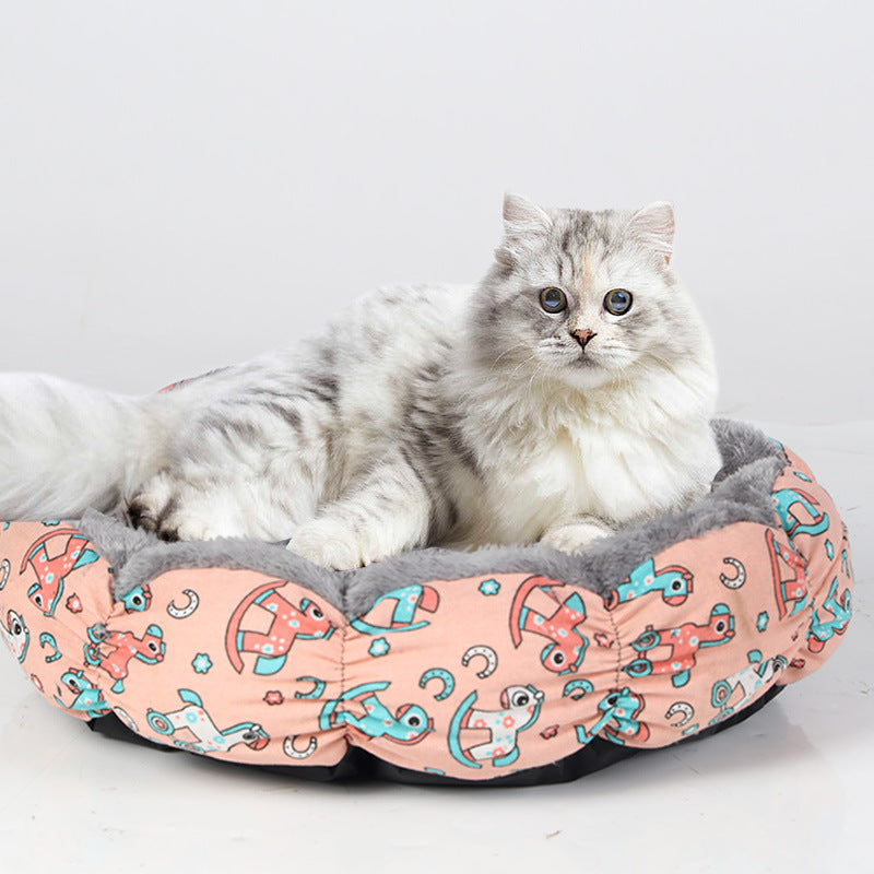 Round Fluffy Pet Bed