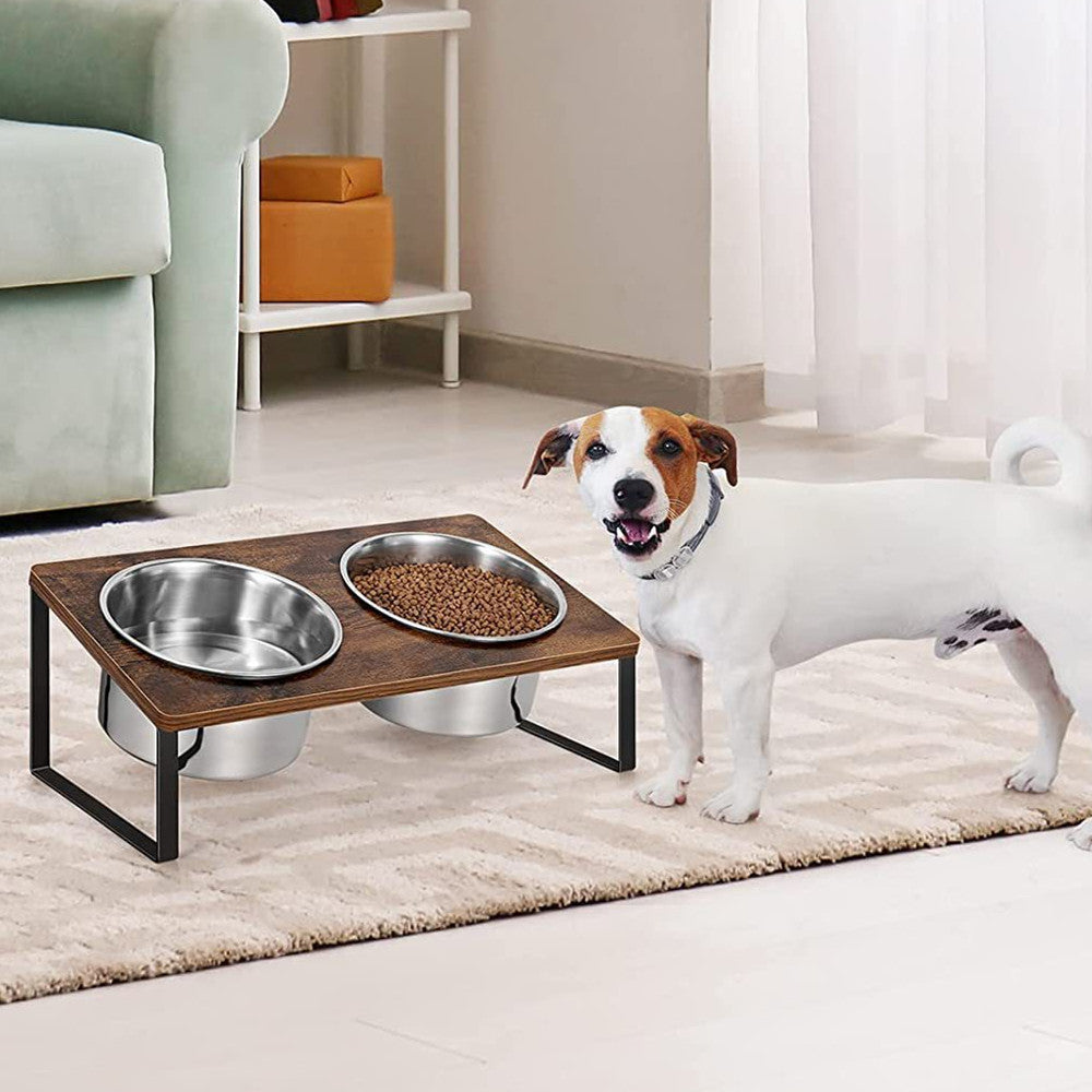 Log Pet Feeding Iron Wood Combined Rack