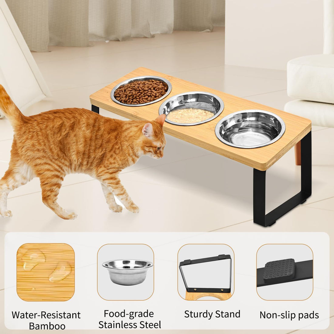Log Pet Feeding Iron Wood Combined Rack