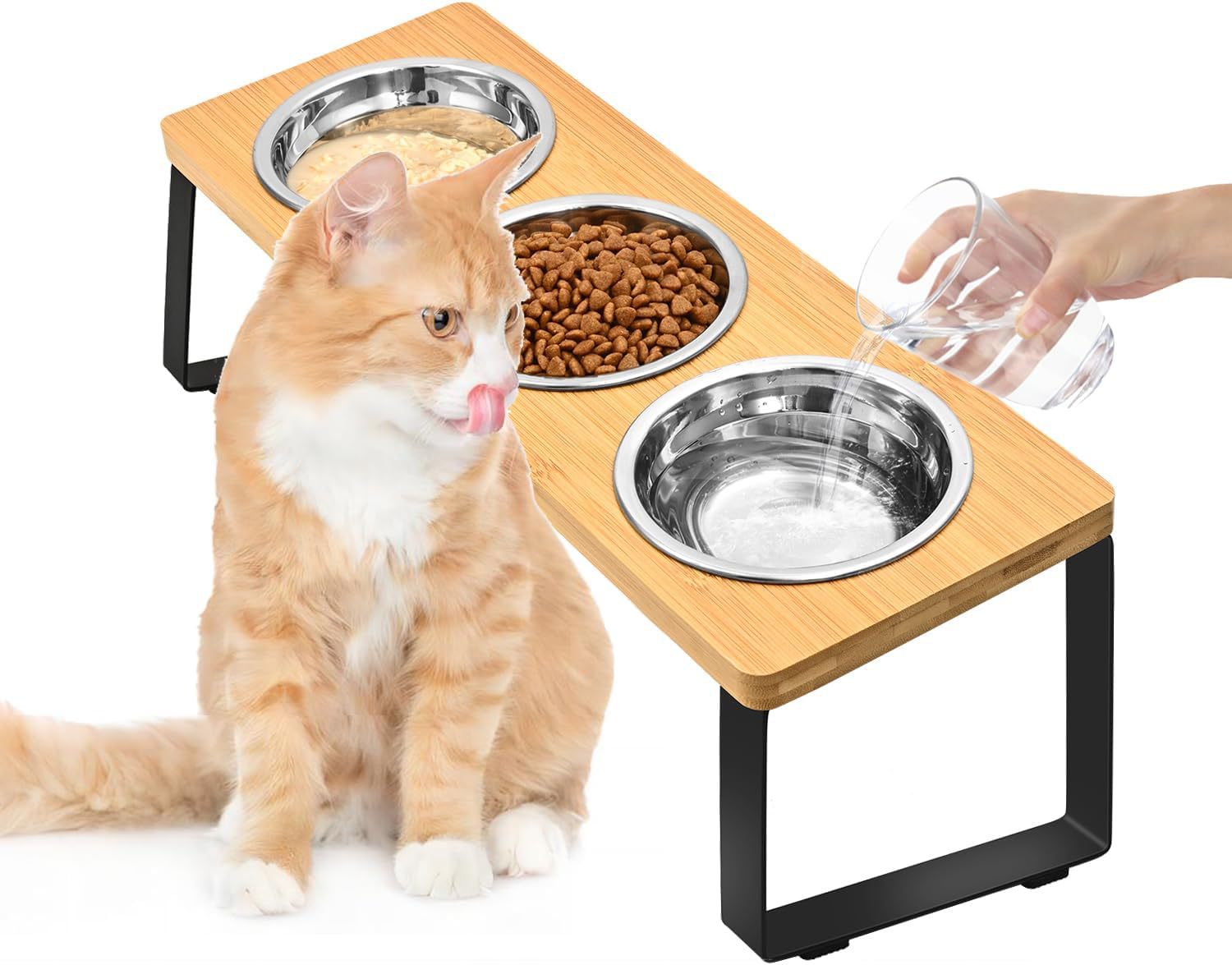 Log Pet Feeding Iron Wood Combined Rack