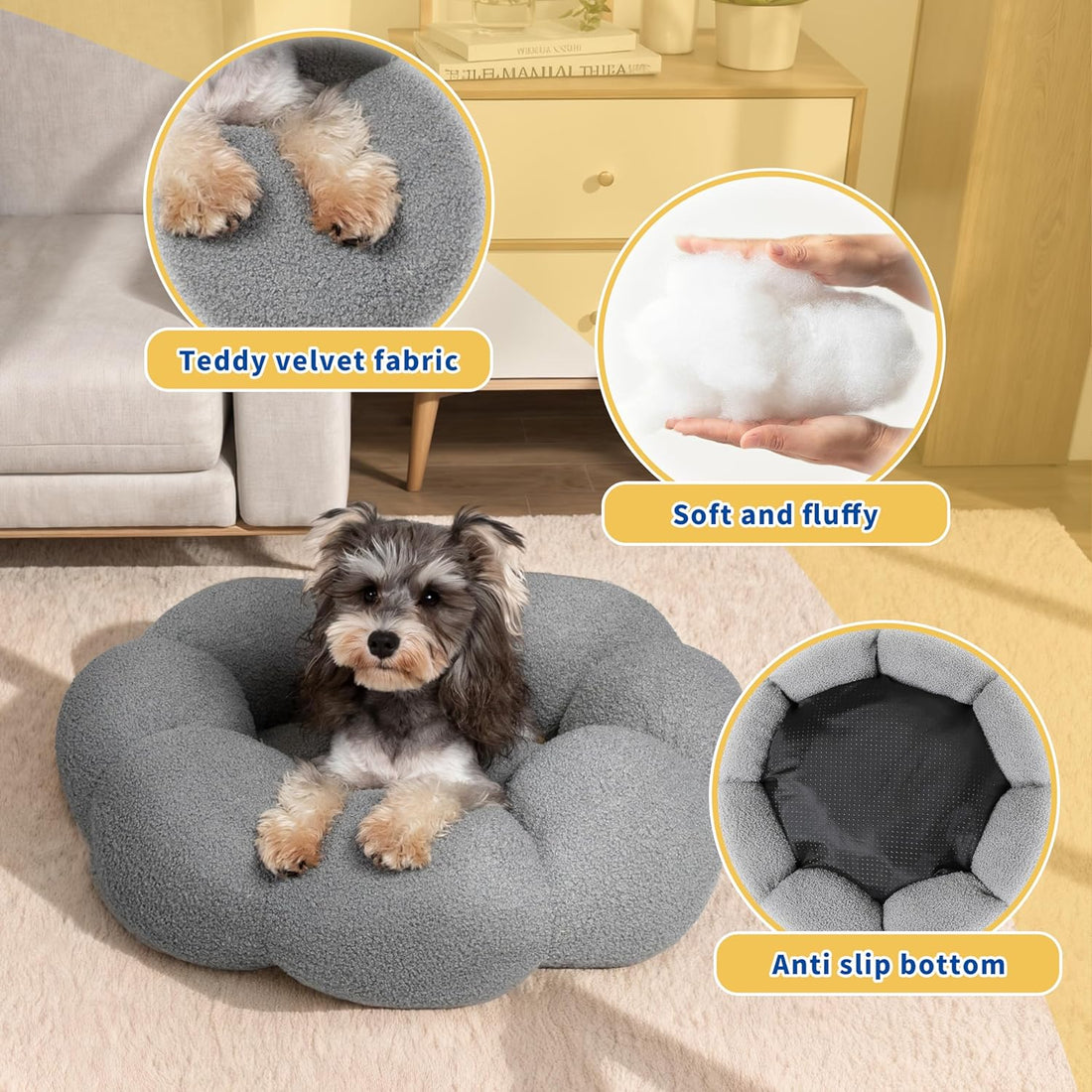 Fluffy Sherpa Round Donut Pet Bed