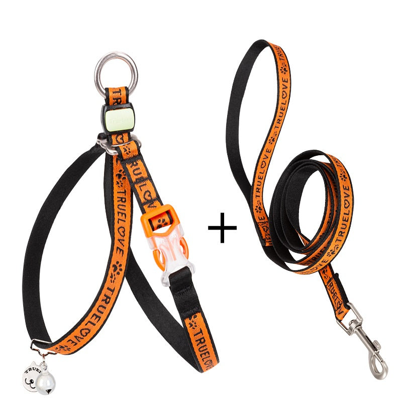 Pet Cat Bell Chest Strap Haulage Leash
