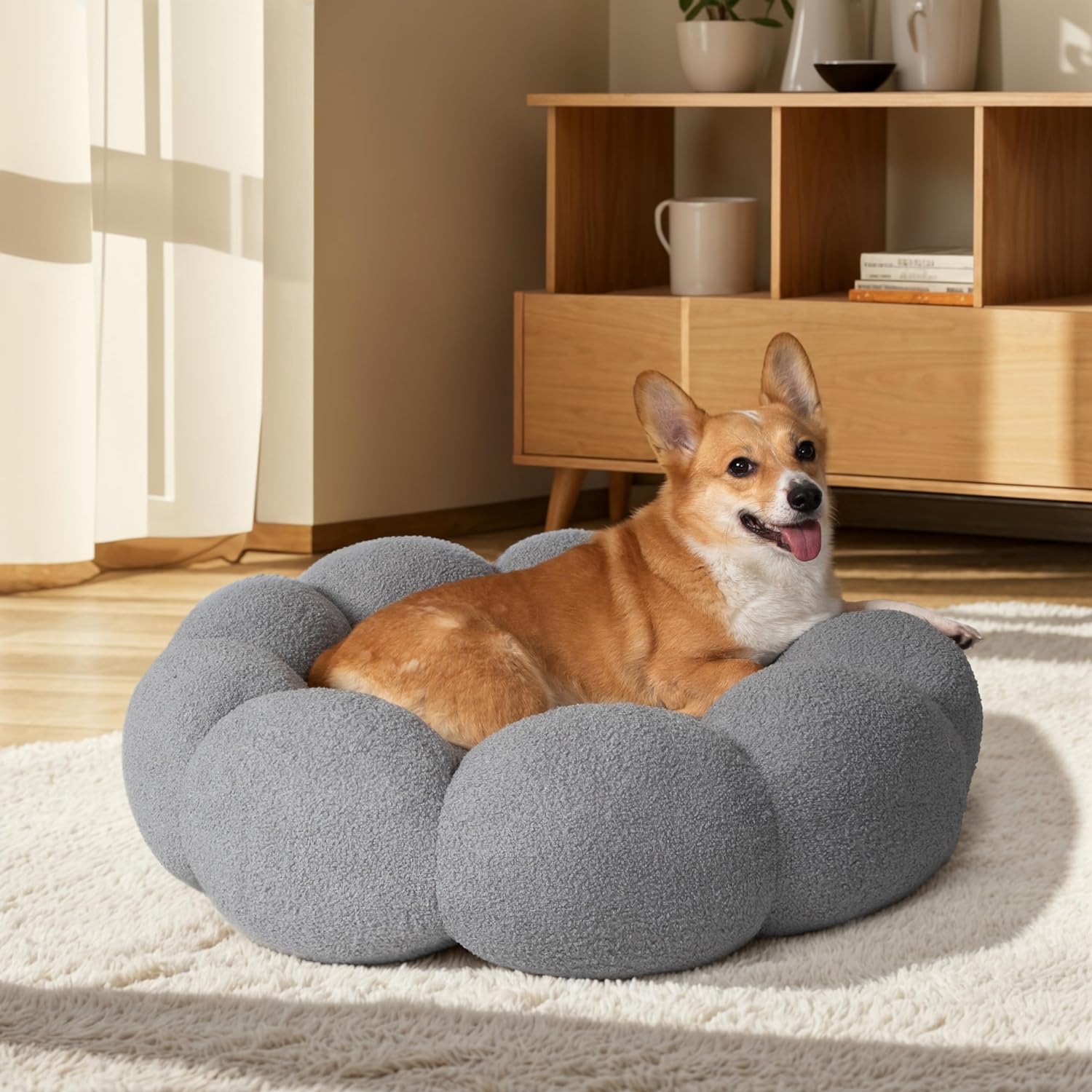 Fluffy Sherpa Round Donut Pet Bed
