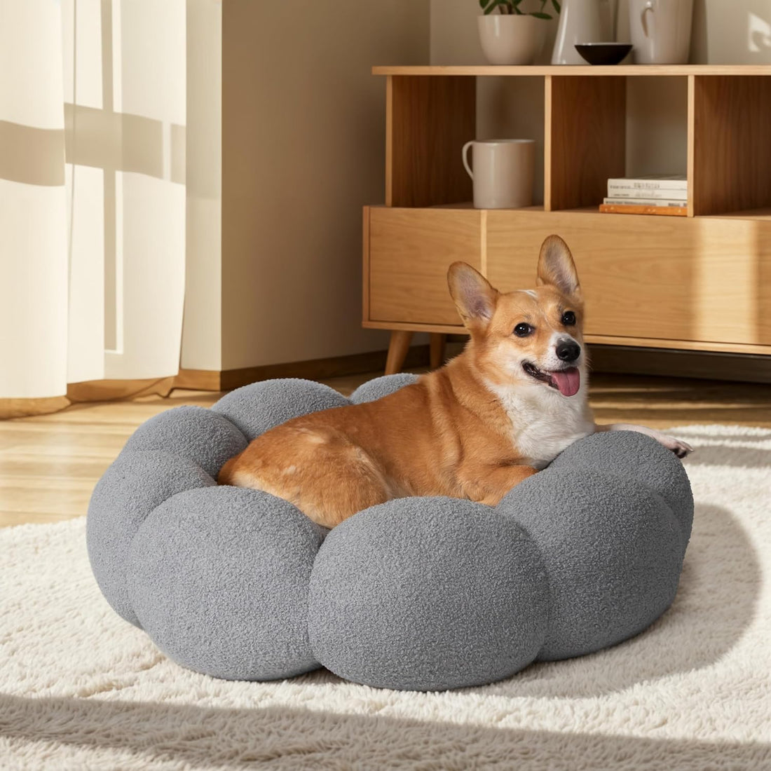 Fluffy Sherpa Round Donut Pet Bed