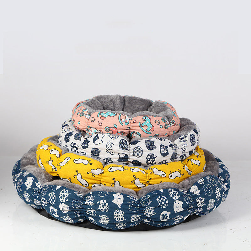 Round Fluffy Pet Bed