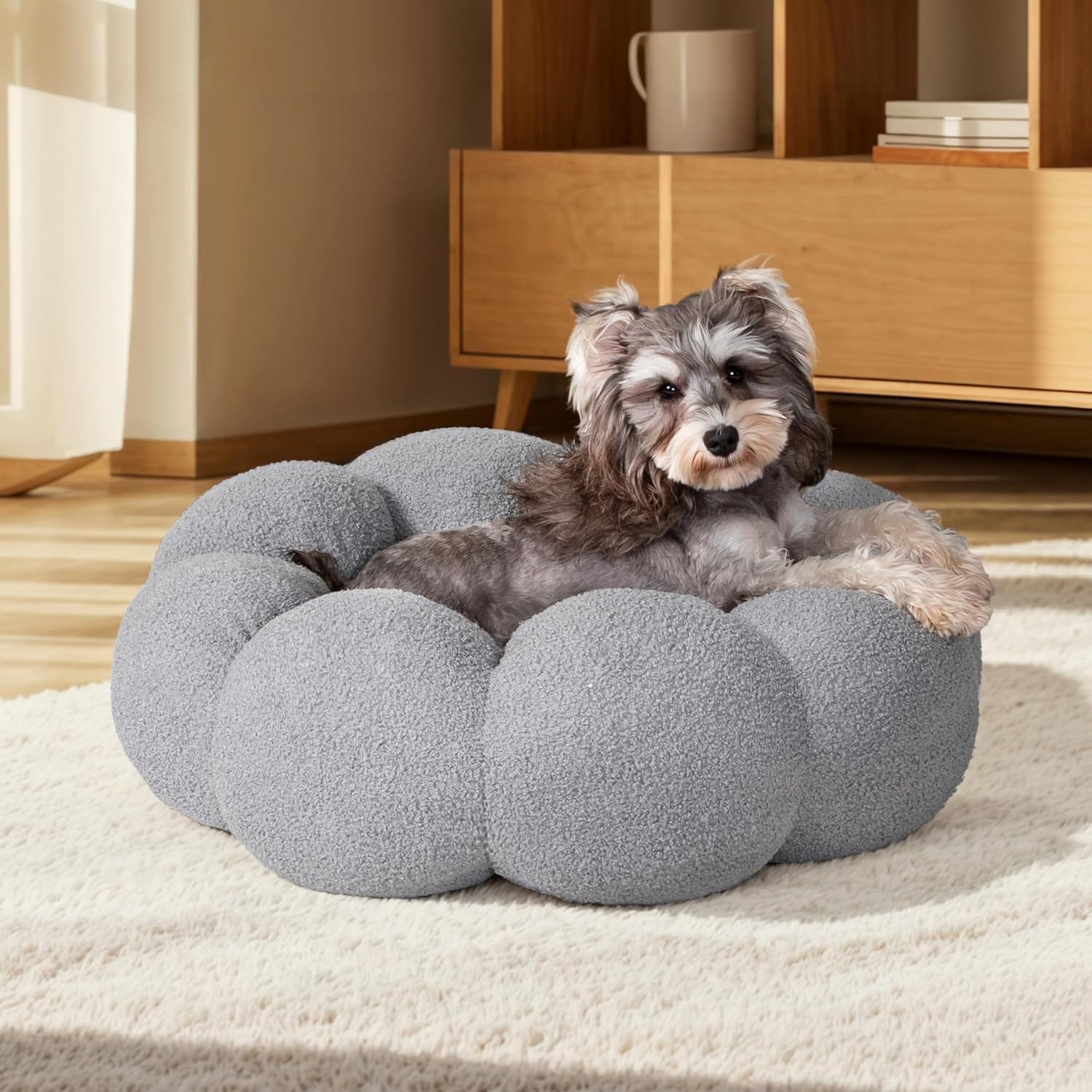 Fluffy Sherpa Round Donut Pet Bed