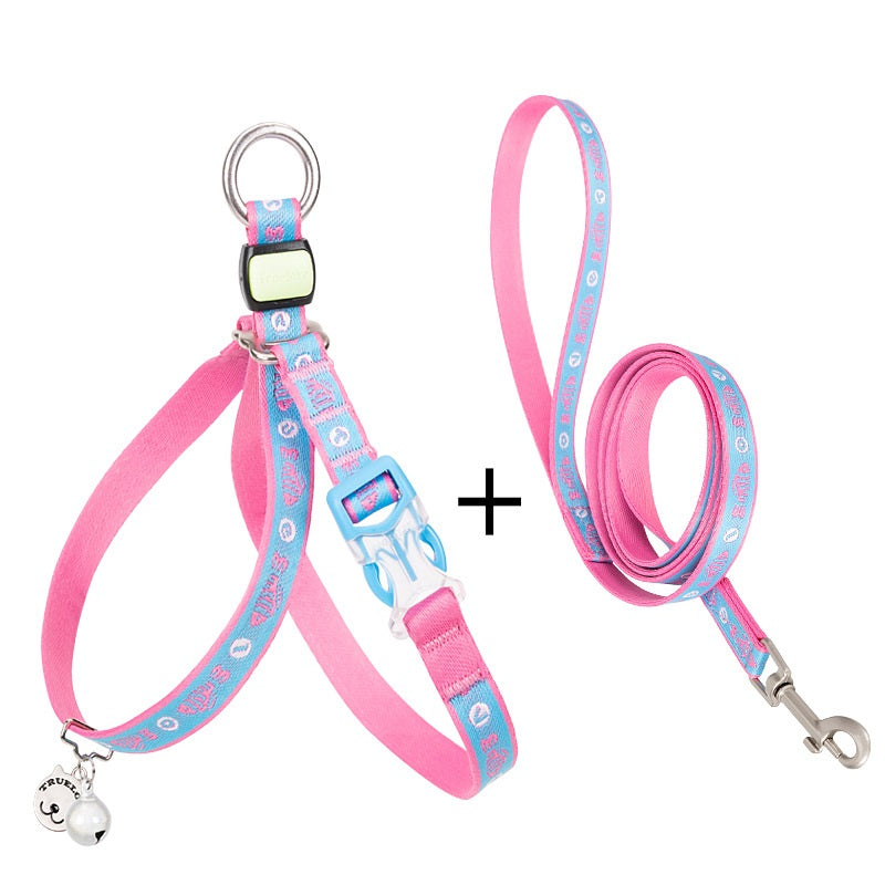 Pet Cat Bell Chest Strap Haulage Leash