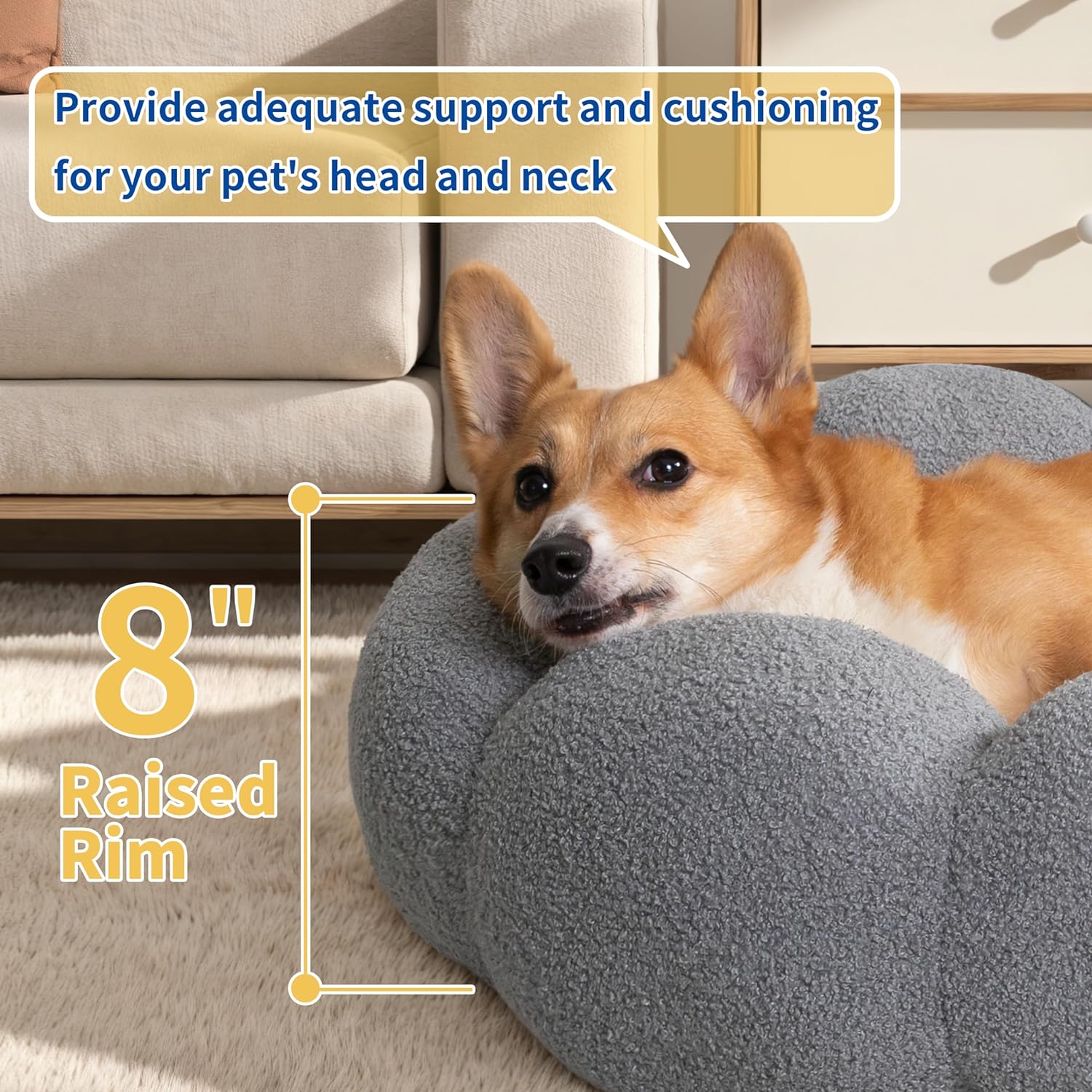Fluffy Sherpa Round Donut Pet Bed