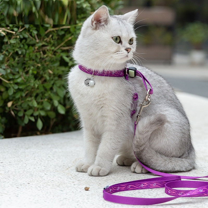 Pet Cat Bell Chest Strap Haulage Leash