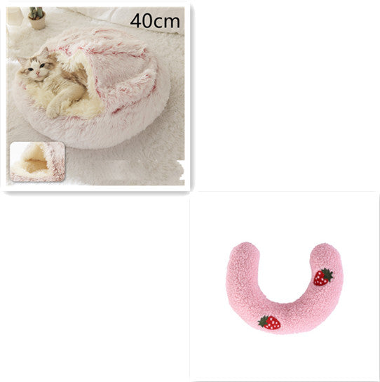 2 In 1 Pet Winter Round Plush Warm Bed